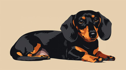 Wall Mural - Dachshund dog in flat vector art cartoon style illustration