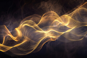 Wall Mural - Abstract Golden Waves of Light in a Dark Space