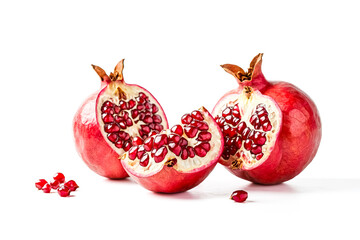 Poster - Pomegranate Fruit Slices Isolated on White Background