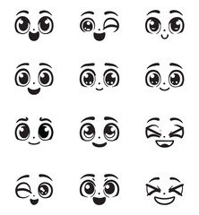 Wall Mural - vector set of beautiful cartoon eyes	