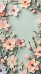 Wall Mural - Spring floral background with pastel colors