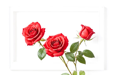 Sticker - Red Roses in a White Frame