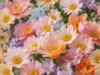 Wall Mural - Spring floral background with pastel colors