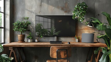 Wall Mural - Modern Home Office with Rustic Touches