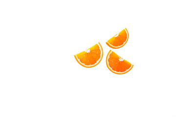 Poster - Three orange slices on white background