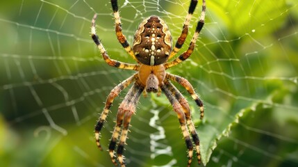 Highlight the web of a garden spider