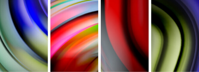 Poster - Rainbow style fluid color wave line background poster set. Vector Illustration For Wallpaper, Banner, Background, Card, Book Illustration, landing page