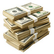 © Ketanoff - Detailed shot of stacks of US dollars bundle on transparent background or PNG file.