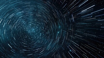 Star trails forming circular patterns around the North Star