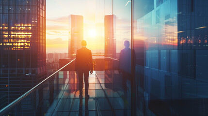 business person in front of a building