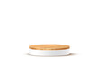 © backup16 - Wooden 3d podium on white background. Round stage display product. Empty circle stand pedestal of natural wood with white base for luxury product presentation. Realistic modern vector illustration.