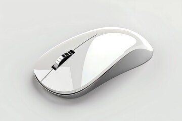 Create a logo of a sleek wireless mouse, highlighting its modern design and clean lines on a plain white background.