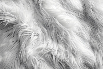 Poster - White fur texture background, close-up of dog hair. White animal skin pattern for design. Photorealistic, detailed photo with soft lighting. 