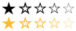 © Vector Elements - Star vector icons. Set of star symbols isolated on transparent. Editable stroke.