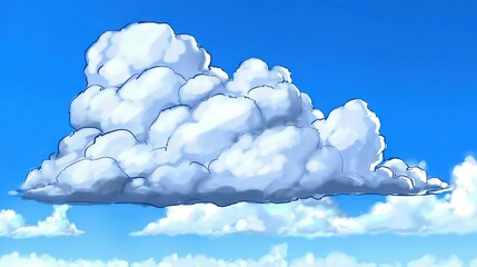 Canvas Print -   Drawing of cloud in blue sky against white cloud background