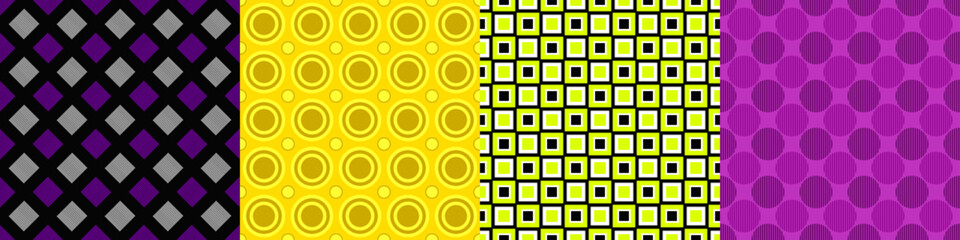 Poster - seamless geometric threetone pattern set
