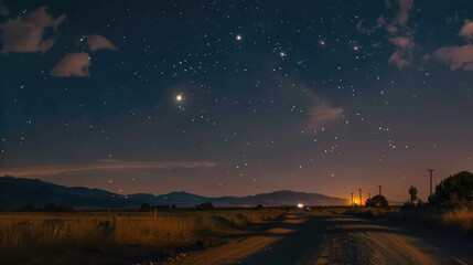 Jupiter and Saturn conjunction in the night sky