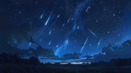 Wall Mural - perseid meteor shower in the summer sky