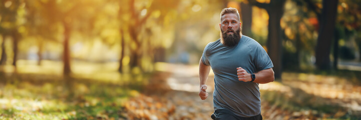 Overweight man going for a run