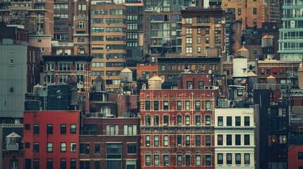 Wall Mural - Urban skyline with a mix of old and new architecture