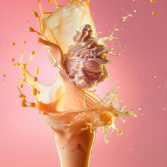 Wall Mural - Vanilla Ice Cream Smash Pink, Orange, Blasting Color