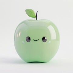 Sticker - A green apple with a smiling face on it