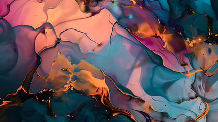 Wall Mural - Liquid Neon Harmony wallpaper background