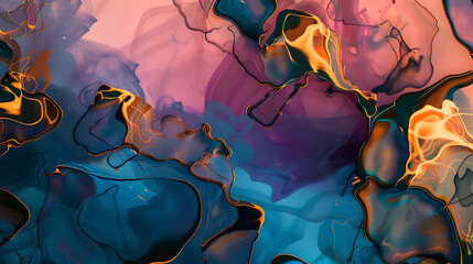 Wall Mural - Liquid Neon Harmony wallpaper background