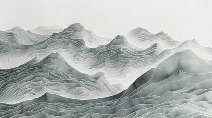 Sticker -  A monochrome illustration depicts a majestic mountain range, with two birds soaring above its peaks