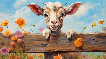 Canvas Print - A cute baby goat