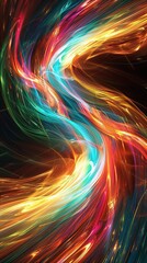 Wall Mural - A colorful, swirling line of light with a rainbow of colors