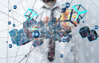 Poster - conference Digital Network and data concept 3d