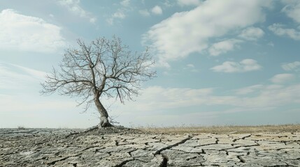 Poster - Lonely Tree in a Dry Landscape