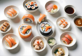 Wall Mural - Concept photo of sushi, Asian food, Japanese food