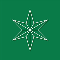 Wall Mural - christmas star line icon , white geometric symbol isolated on green background, editable stroke deco