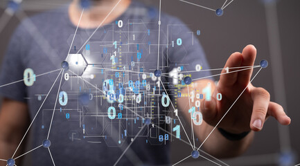 Leinwandbilder - Big data and artificial intelligence concept. Machine learning and cyber mind domination