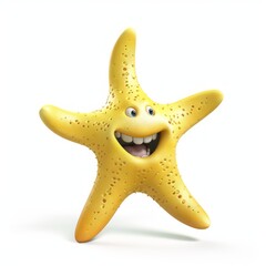 Wall Mural - A cartoonish yellow star with a big smile on its face