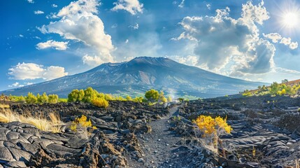 Wall Mural - A mountain range with a cloudy sky in the background