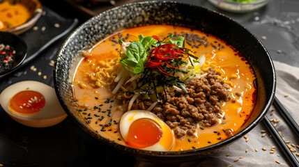 Sticker - A bowl of ramen with creamy orange colour