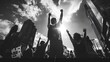 © Gomez - A powerful black and white photo of a protest for social justice