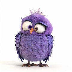 Poster - A purple bird with a funny expression on its face