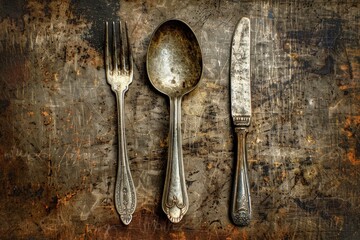 Poster - A selection of silverware arranged on a table