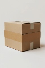 Poster - A pair of brown boxes sitting on a clean and simple white surface, ideal for use in product photography or design concepts