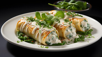 Canvas Print - Homemade Stuffed Ricotta and Spinach Manicotti