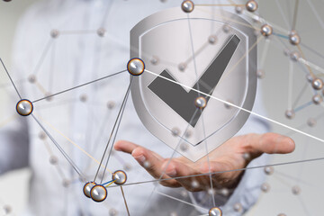 Aufkleber - Information technology protected with firewall, secure access and encryption against cyber