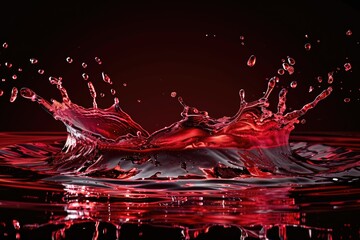 Aufkleber - A close-up shot of a red liquid splashing on the surface of a calm body of water