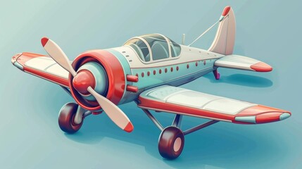 A three-dimensional cartoon icon of an airplane. 