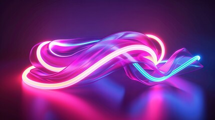 Wall Mural - Colorful 3D render depicting an abstract background with shapes glowing in the ultraviolet spectrum and curvy neon lines Represents a futuristic energy concept