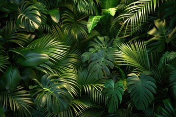 Aufkleber - A dense collection of green leaves on the forest floor