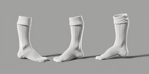 Poster - Three pairs of white socks sitting next to each other, great for photography props or fashion illustrations